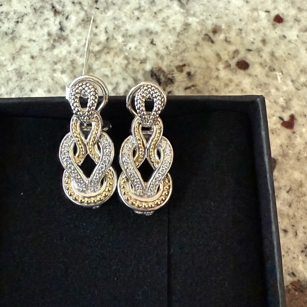 Newport Caviar Knot Diamond Drop Earrings from Lagos